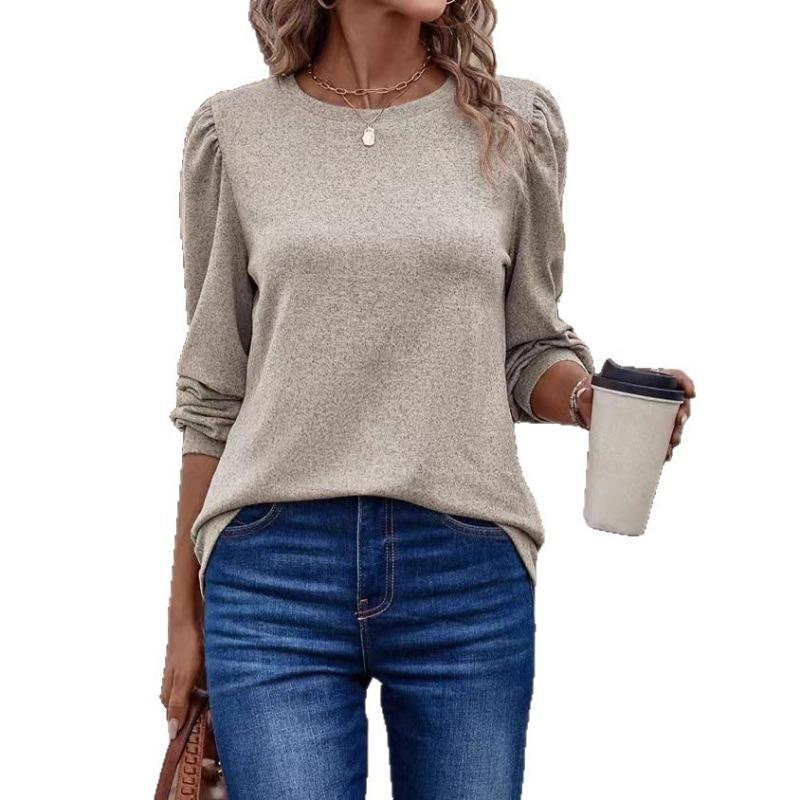 Womens Casual Long Sleeve Solid Color T Shirt For Daily Travel