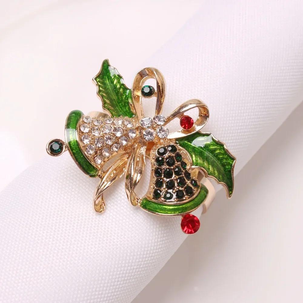 4PCS Creative Christmas Table Decoration Snow Napkin Ring Xmas Tree Tissue Buckle Boots Car Napkin Holder Holiday Home Party
