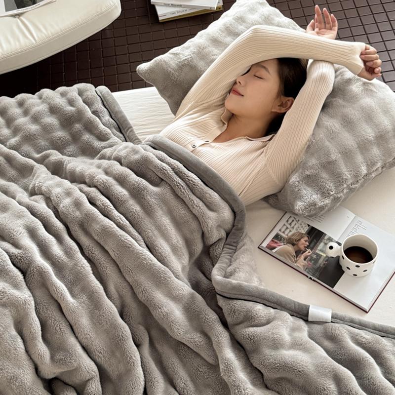 Warm Winter Blanket Milk Velvet Fleece Flannel Soft Thick Plush Blankets For Bed Sofa Single Double Couple Size Fluffy Bedspread