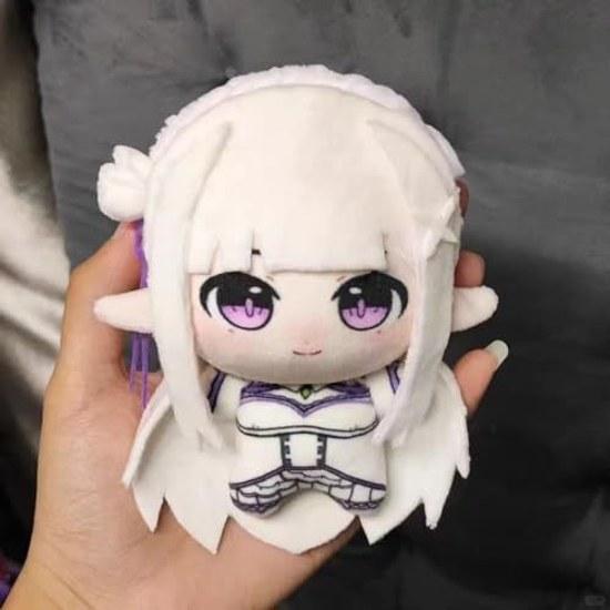 ReZero Plush Toy Rem Ram Emilia 10cm Keychain Mascot Bag Charm Souvenir Support Item Gift Unofficial (12CM Emilia)