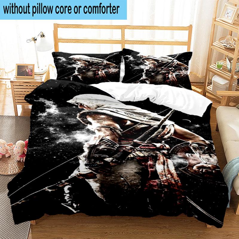 1PC Assass Warrior 3pcs Bedding,Including 1pc Duvet Cover And 2pcs Pillowcases Perfect for Christmas,Ideal for Bedroom, Dormitory