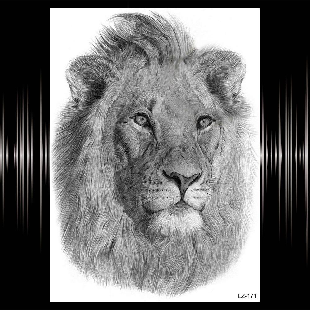 Watercolor Lion Tiger Temporary Tattoo For Women Men Atult Kid Realistic Fake Animal Tattoo Sticker Water Transfer Tatoos Thigh