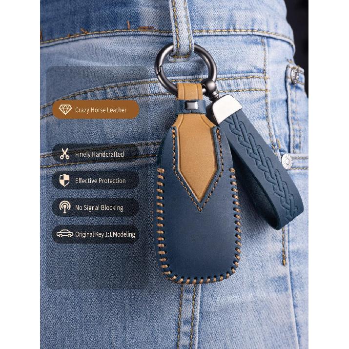 For Subaru Key Fob Cover Leather Car Key Case Keychain Fob Holder Compatible For Forester Impreza Outback Legacy STI WRX BRZ Crosstrek Ascent