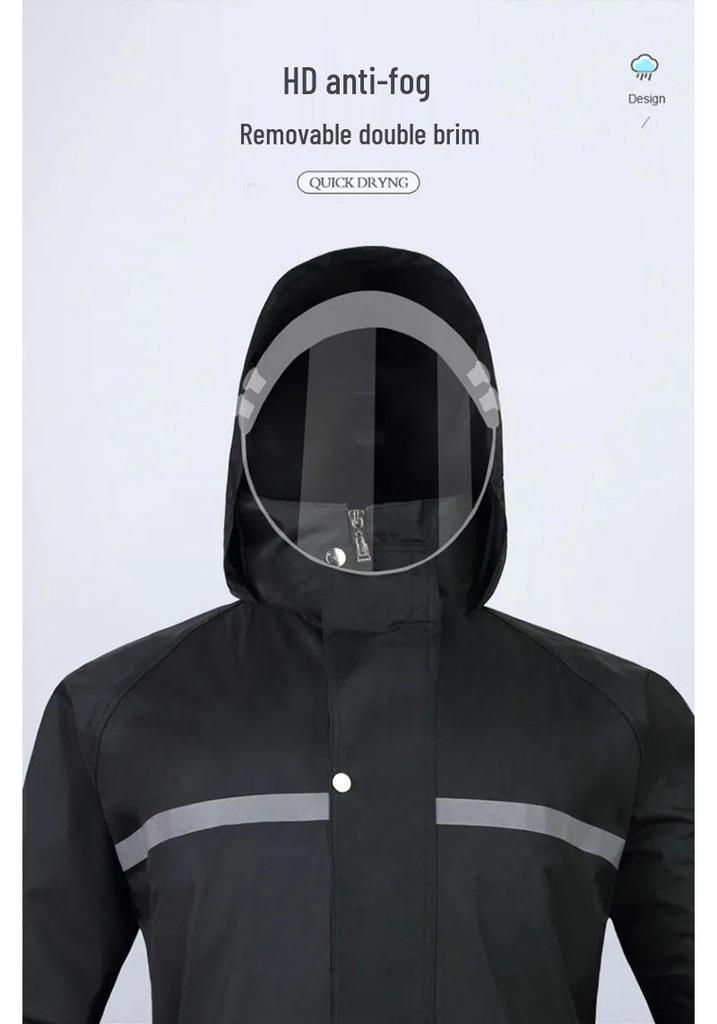 Reflective Raincoat and Pants Set for Electric Motorcycle Riding