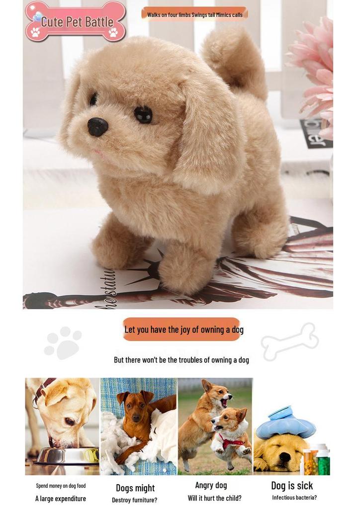 Electric Plush Teddy Puppy Toy: Walks, Barks, Wags Tail - Interactive Pet for Kids