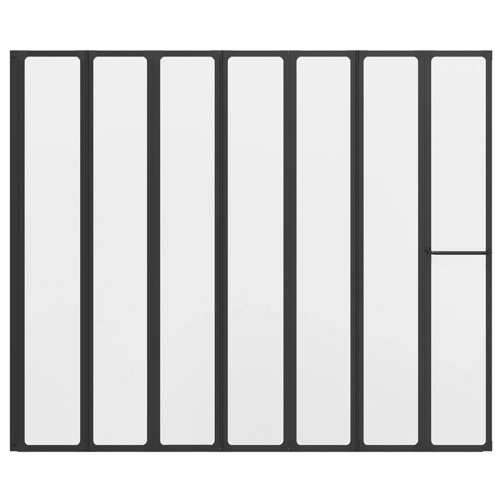 Shower Screen Black 168 X 140 Cm Aluminium