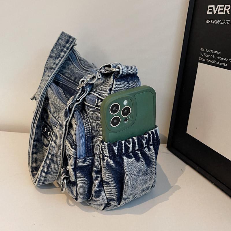 Vintage Multi-Pocket Denim Women's Bag Hand Shoulder Crossbody Bag