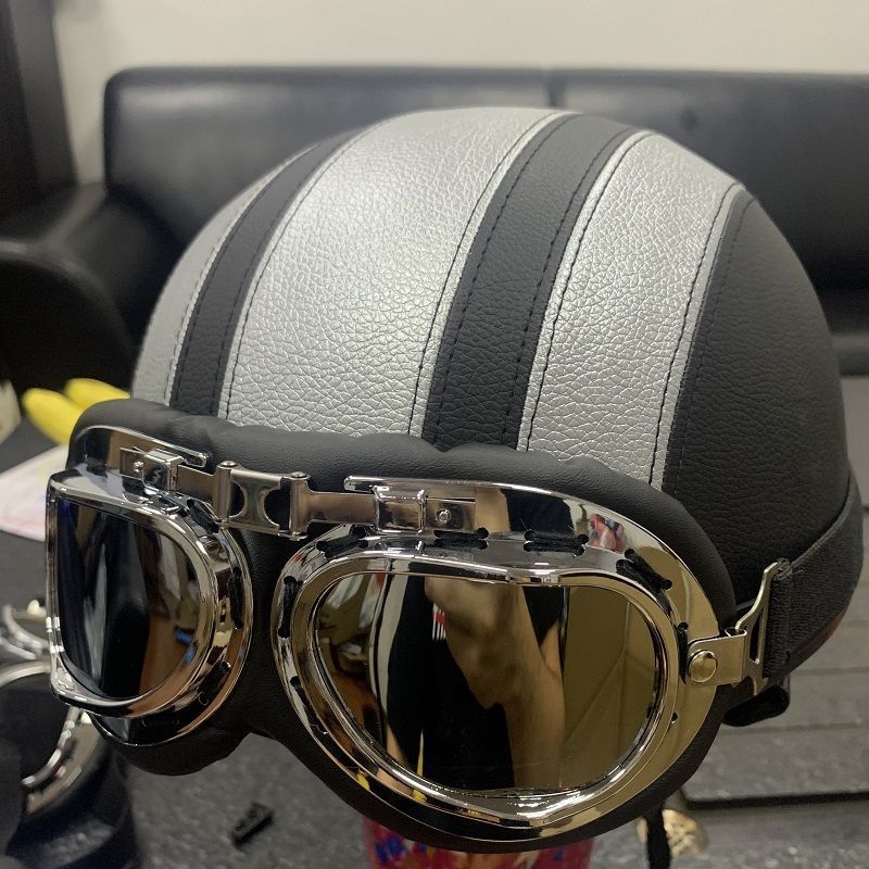 Electric Battery Car Helmet Gray Man Lady Retro Summer Sunshade Sunscreen Half Helmet Cute Summer Hard Hat Full Helmet