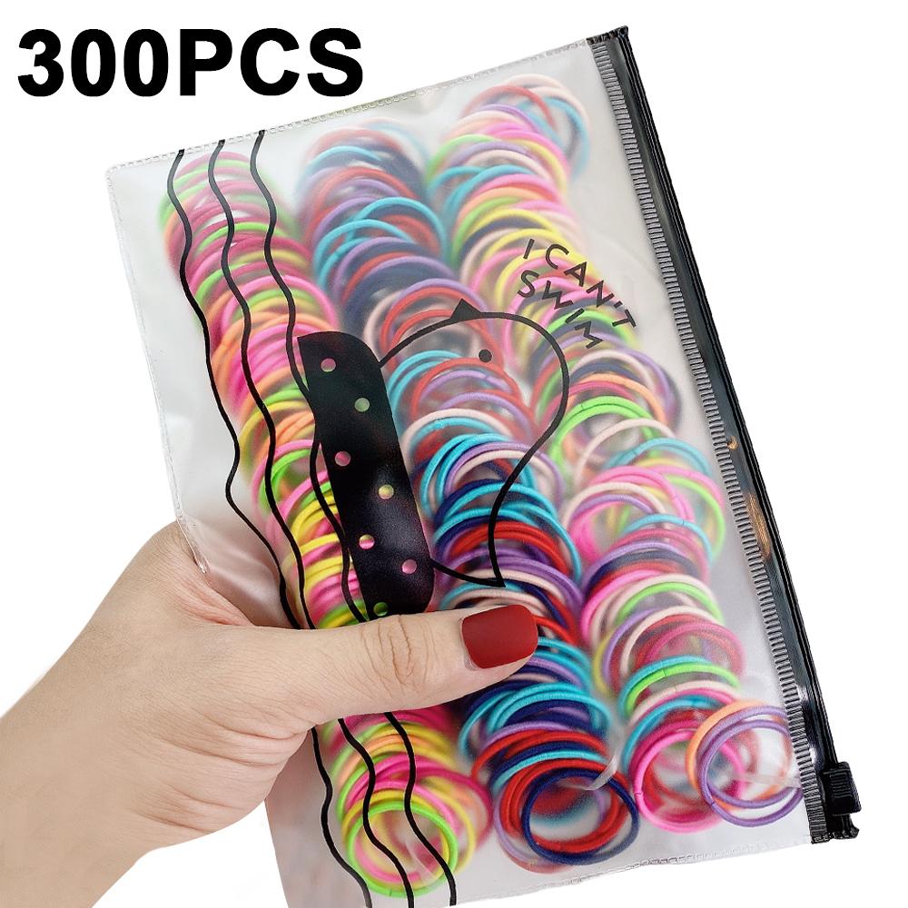 200/300/500 Pack High-quality Elastic Nylon Hair Bands For Girls Colorful Rubber Band Kids Hair Accessories Headdress