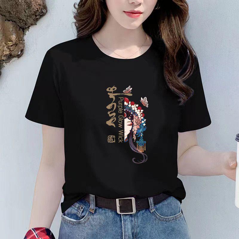 

Black cotton short-sleeved t-shirt women s 2025 summer new large size loose and simple versatile crew neck half-sleeved top 3XL