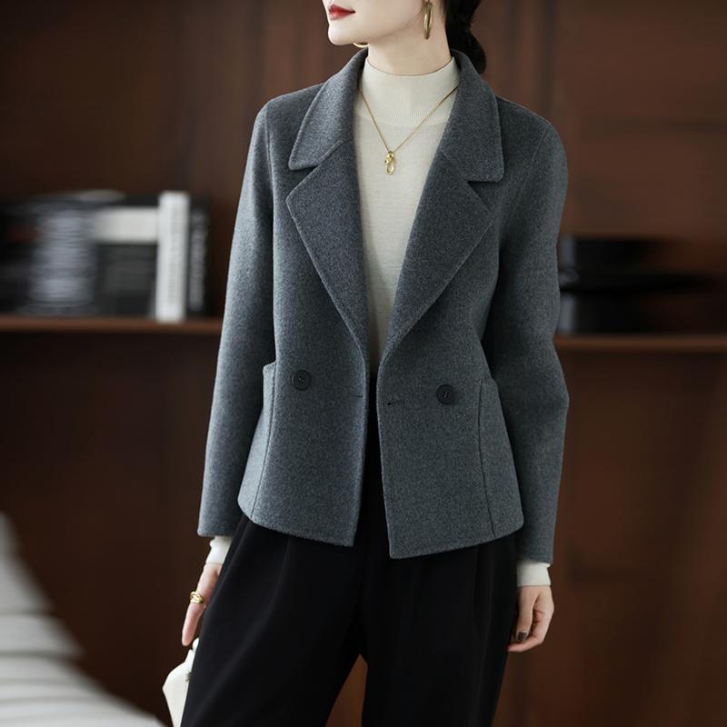 100% Wool Women Jacket TIDENOVEL Autumn Wool Blazer Handmade Suit Jacket Winter Warm Wool Coat