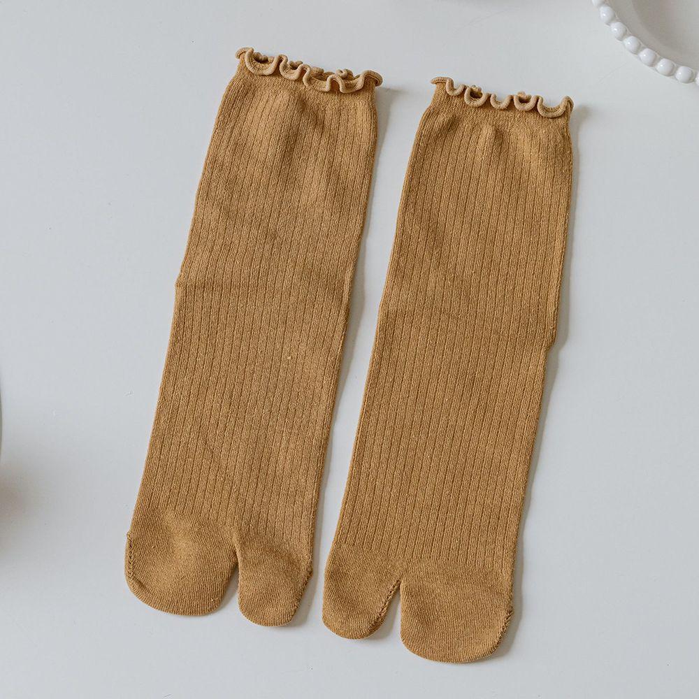 

Женские хлопковые носки с рюшами, конфетных цветов, носки с двумя пальцами, чулочно-носочные изделия, носки с двумя пальцами, носки средней длины жёлтый