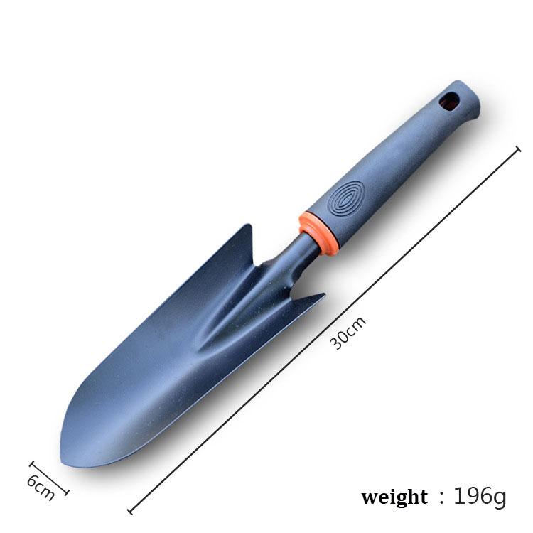 Mâner din cauciuc negru Greblă cu cinci dinți pentru grădinărit Set de patru piese Lopată pentru flori Instrument de grădinărit cu dublu scop