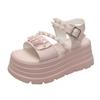Fairy Wind Thick-soled Muffin Buckle Sandals Women Wear Popular Summer New Slope Heel Beaded Muffin Bottom Cool Slippers