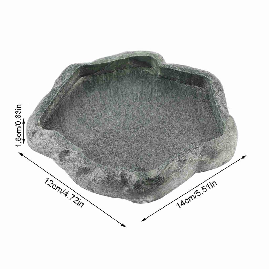 Resin Durable Reptile Rock Food and Water Dish Feeder Bowl for Tortoise Lizard