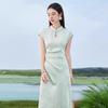 Elegant Summer Green Cheongsam Dress - Slimming, Modern Chinese Design