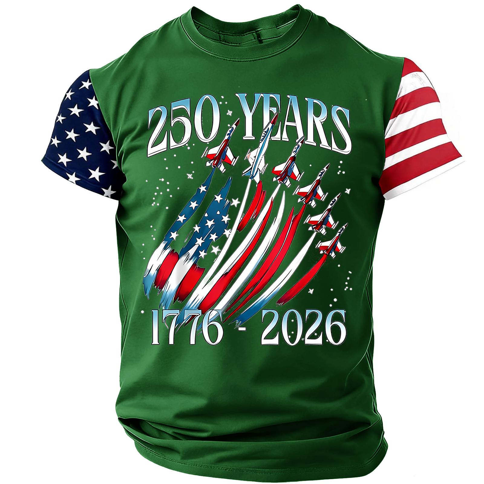 

Men s Short Sleeve Crew Neck T-Shirt with 250 Years 1776-2026 Print Lightweight Breathable Casual Top for Daily Wear XL