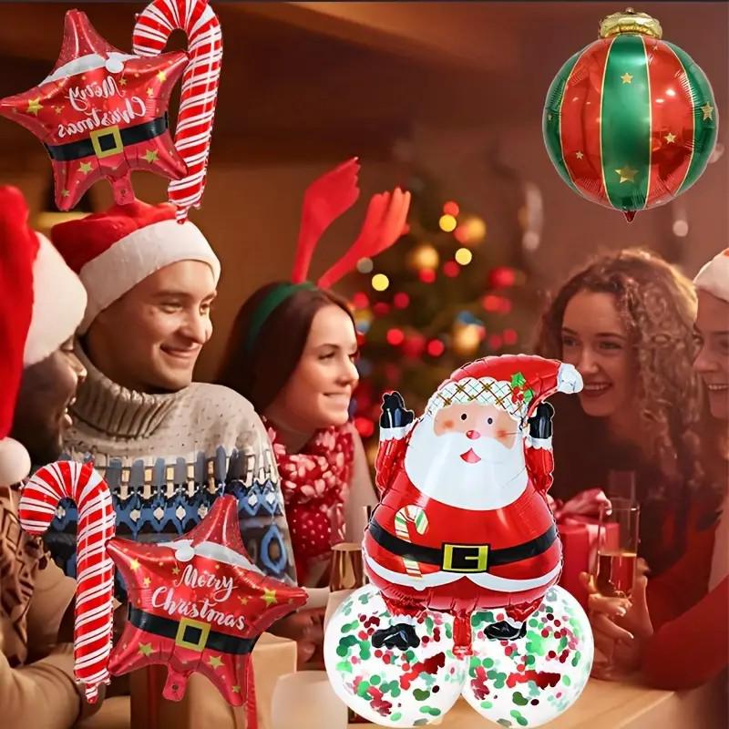 Christmas Decor Balloon Set: Santa, Star, and Candy Cane