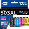 12 Packages 503XL Ink Cartridges Compatible with Cartridge Epson 503 503XL for Epson Expression Home XP-5200 XP-5205