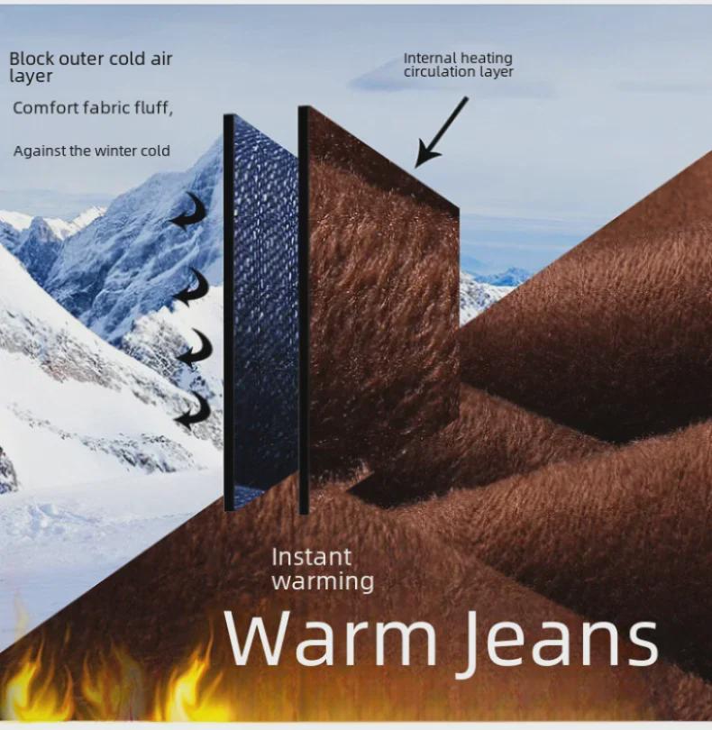 Men's Loose Fit Plus Velvet Straight Jeans - Wrinkle-Resistant, Durable, Comfortable for Spring & Autumn