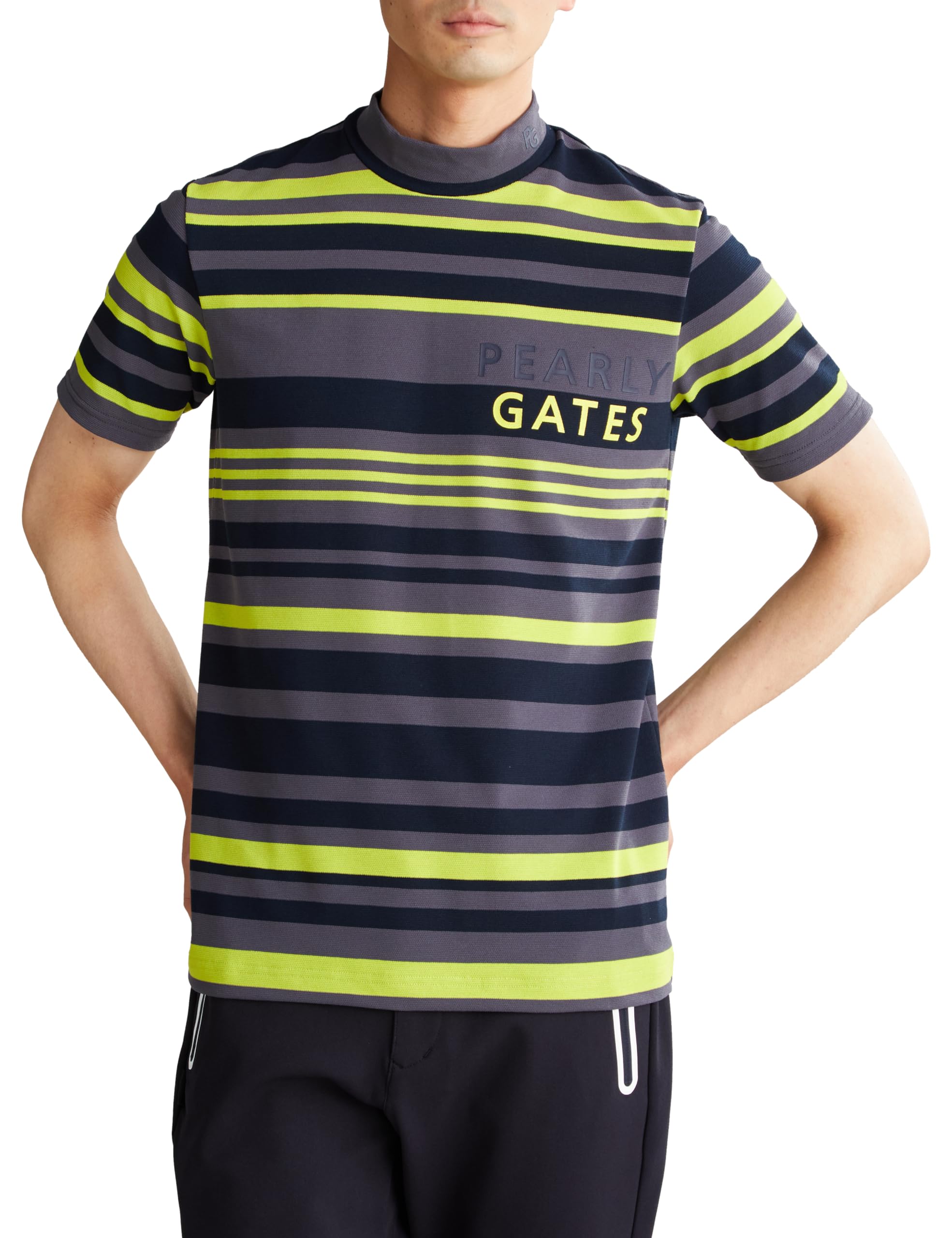 

рубашка и Гольф-поддева x Лайм 4 [PEARLY GATES] Мужская короткорукавная с высоким воротом (многобордовый узор, влагоотводящий быстросохнущий) / / 053-4167407