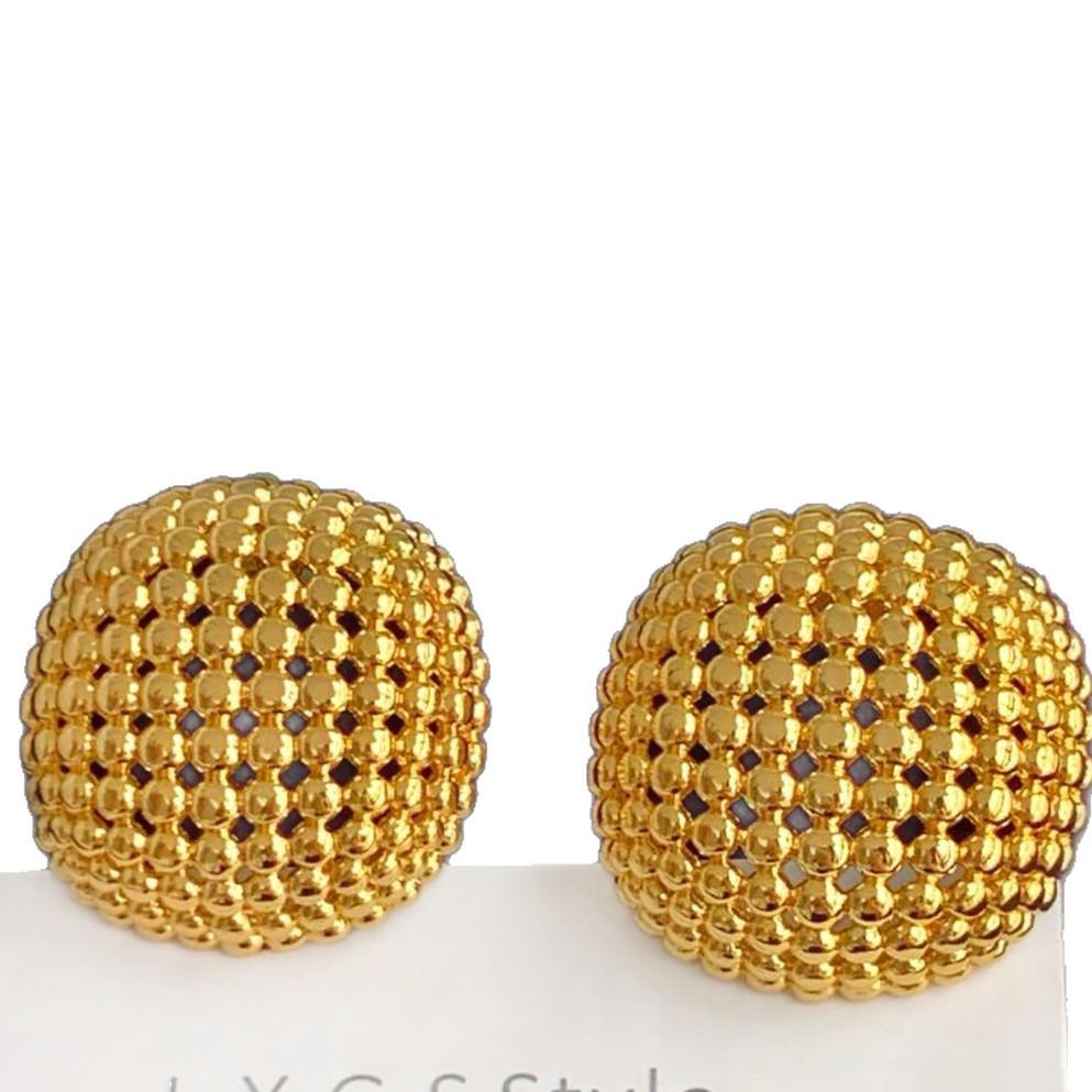 Doudou's Exquisite Hollow Sphere Gold Stud Earrings for Women - Niche Design, Luxurious and Bold Statement Ear Jewelry