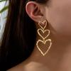Europe and The United States Fashion Gold Color Pleated Heart Drop Earrings Ladies Personality Trend Jewelry Accessories