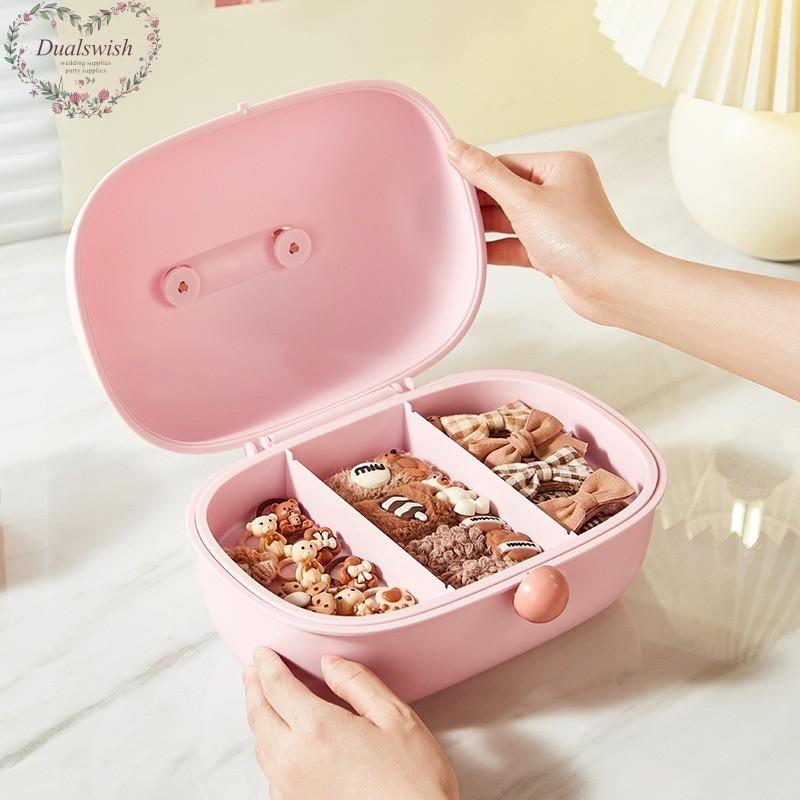 New Home Desktop Multi Layer Grid Hair Accessories Jewelry Large Capacity Storage Box Children's Cartoon Hair Rope Hair Accessories Box