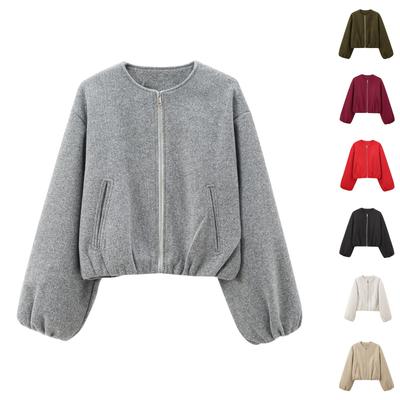 Women's Casual Fashion Loose Solid Color Long-sleeved Jacket Tops