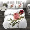 Rose Luxurious Pink Rose Pattern Bedding Set with Microfiber Material for Girls and Women
