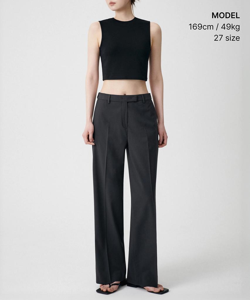 MUSINSA STANDARD WOMAN [Cooltandard] Women'S Wide Hidden Banding Slacks [Gray]