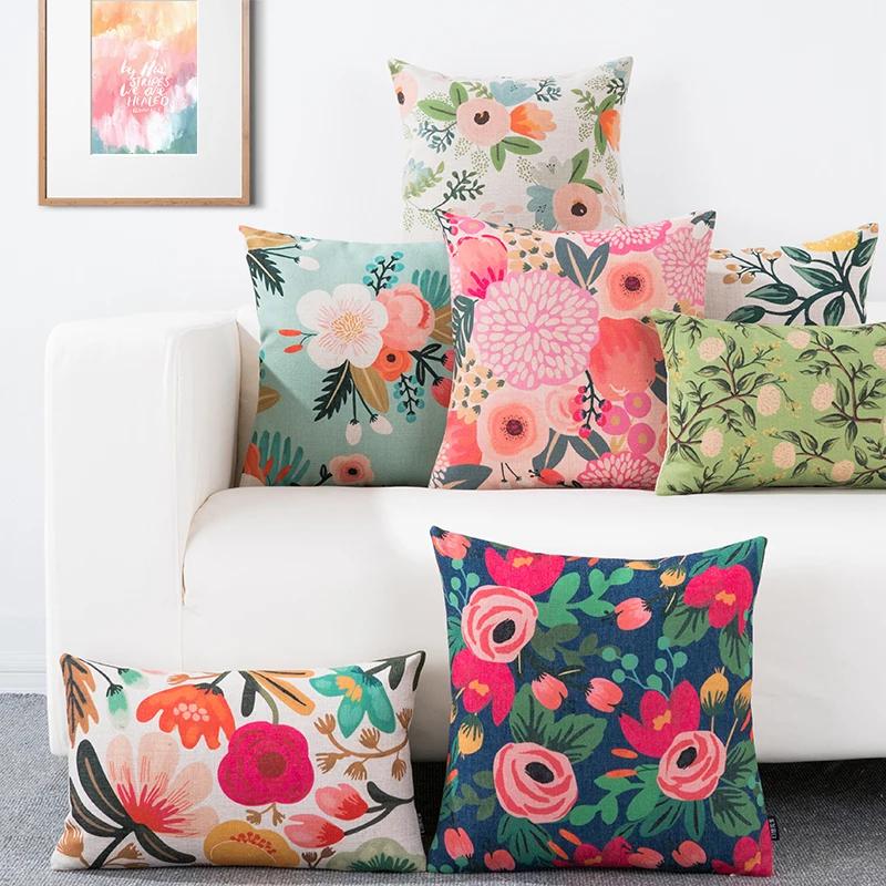 Decorative Cushion Covers Flower Floral Pillowcase Nordic Home Decor Living Room Hotel Sofa Seat Custom Throw Pillow Covers