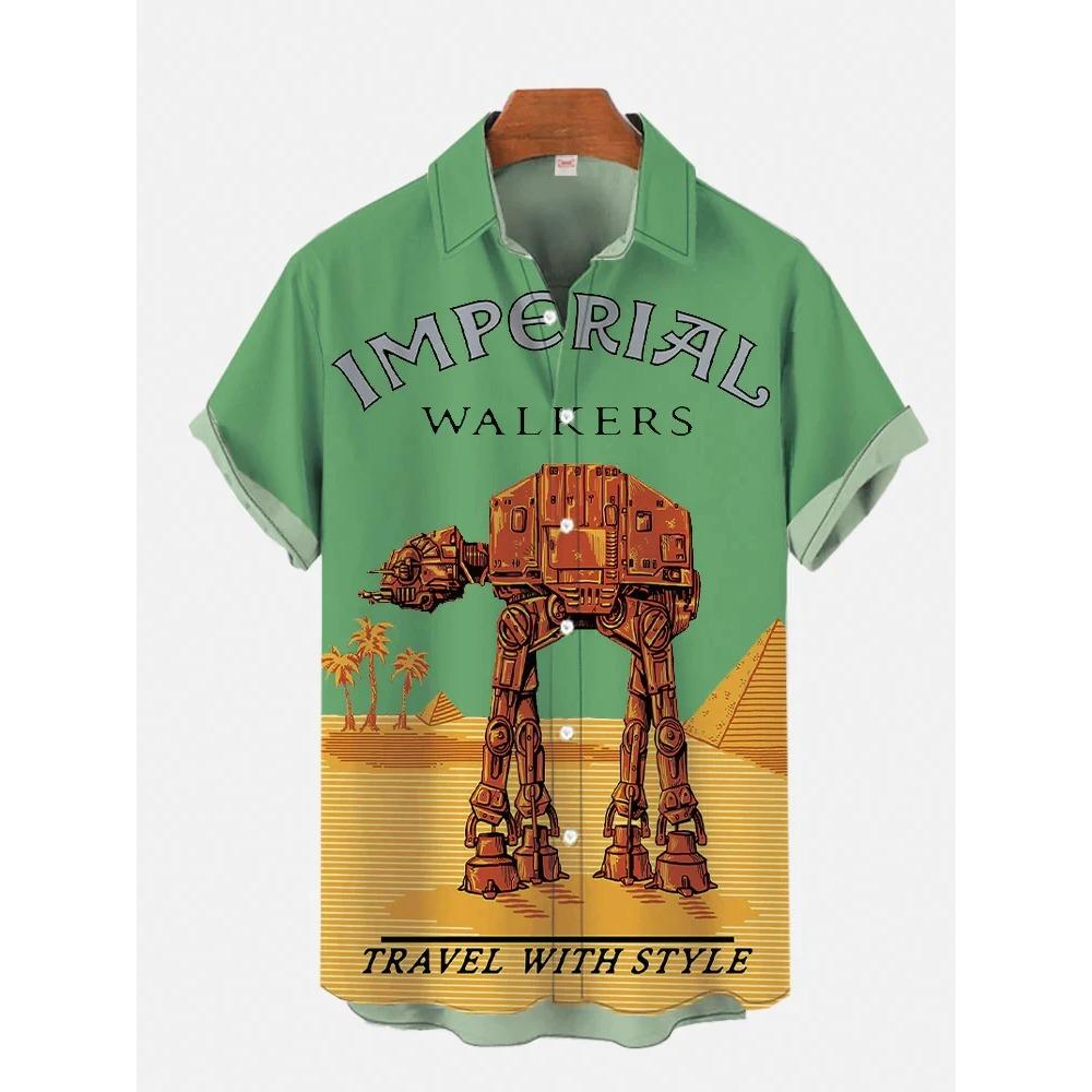 Hawaii Shirts Man New Stars-wars Shirts Men Women Clothes Tee Tops Boys Girls Tees Walker Printing Short Sleeve Shirt