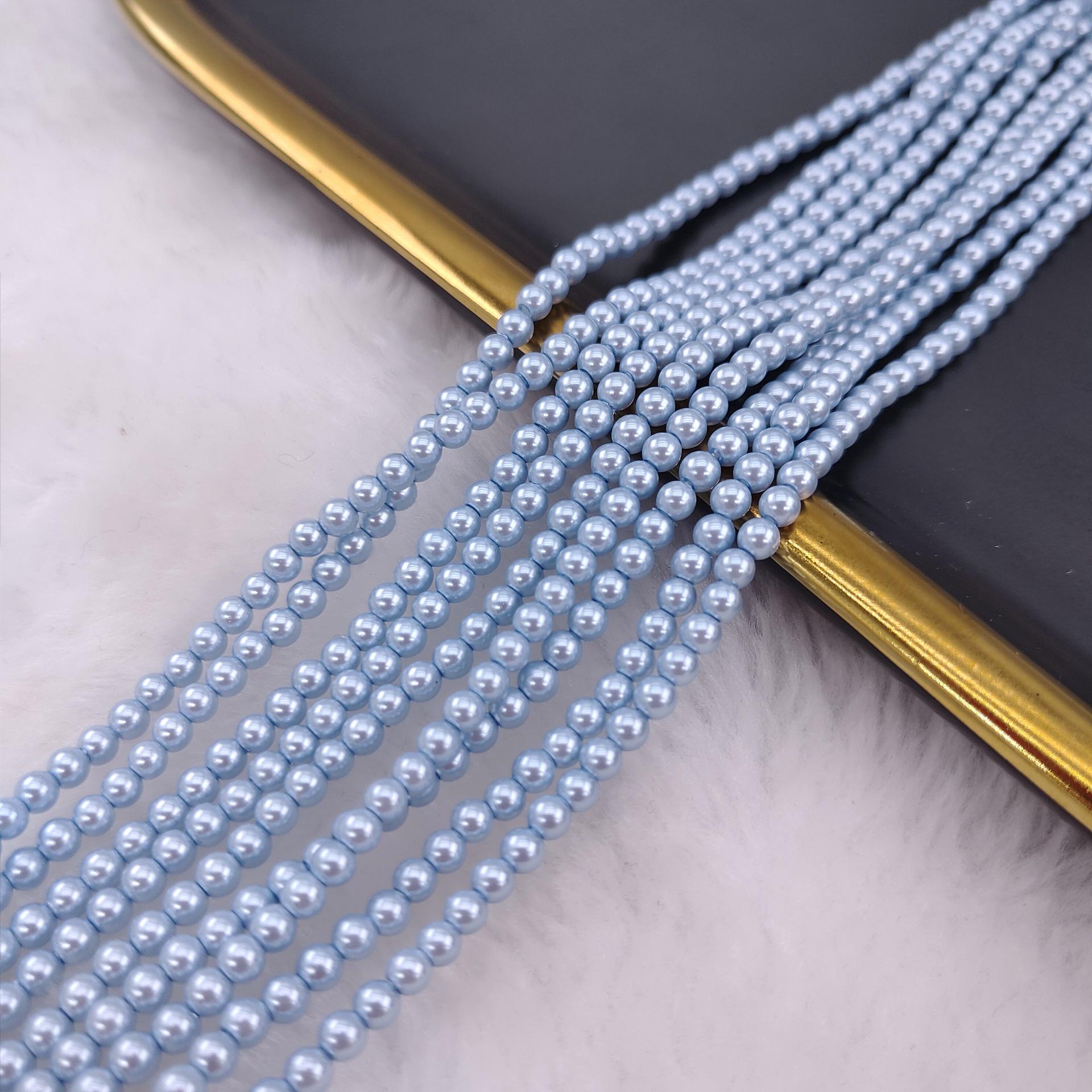 

Маленькі перлинні та кришталеві скляні намистини з прямим отвором для самостійного виготовлення 3mm ~140pcs per strand