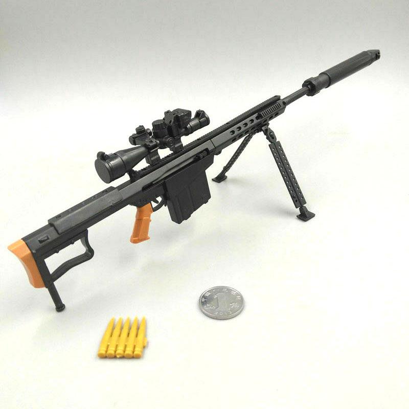 1/6 Scale US Army Military Weapon M82A1 Sniper Rifle M134 M14 M16 Police Soldier SWAT Action Figure Assemble Model Guns Toys