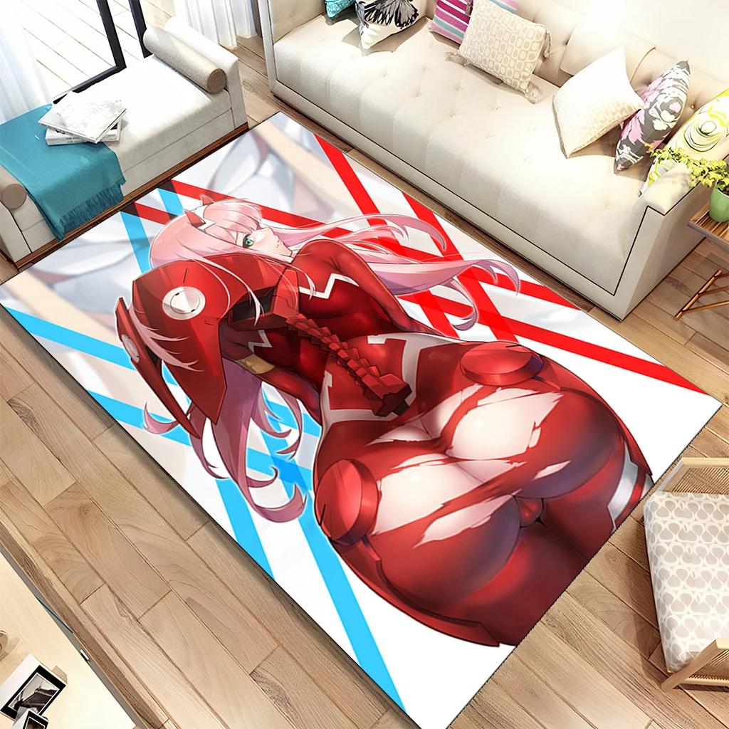 Tappeto Area Sexy Girl Zero Two DARLING In FRANXX, Tappeto per Casa Soggiorno Camera da Letto Divano Zerbino Decorazione, Tappetino Antiscivolo per Bambini Regalo
