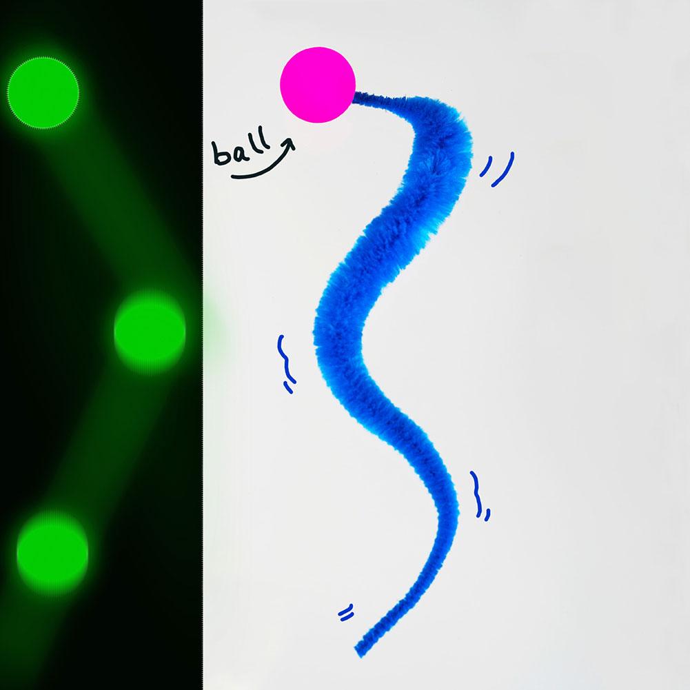 1pc Cat Teaser Toy Bouncy Ball Fluffy Tail Simulation Caterpillar Kitten Toy Durable Bite Teaser Tool Interactive Cat Toy Suppli