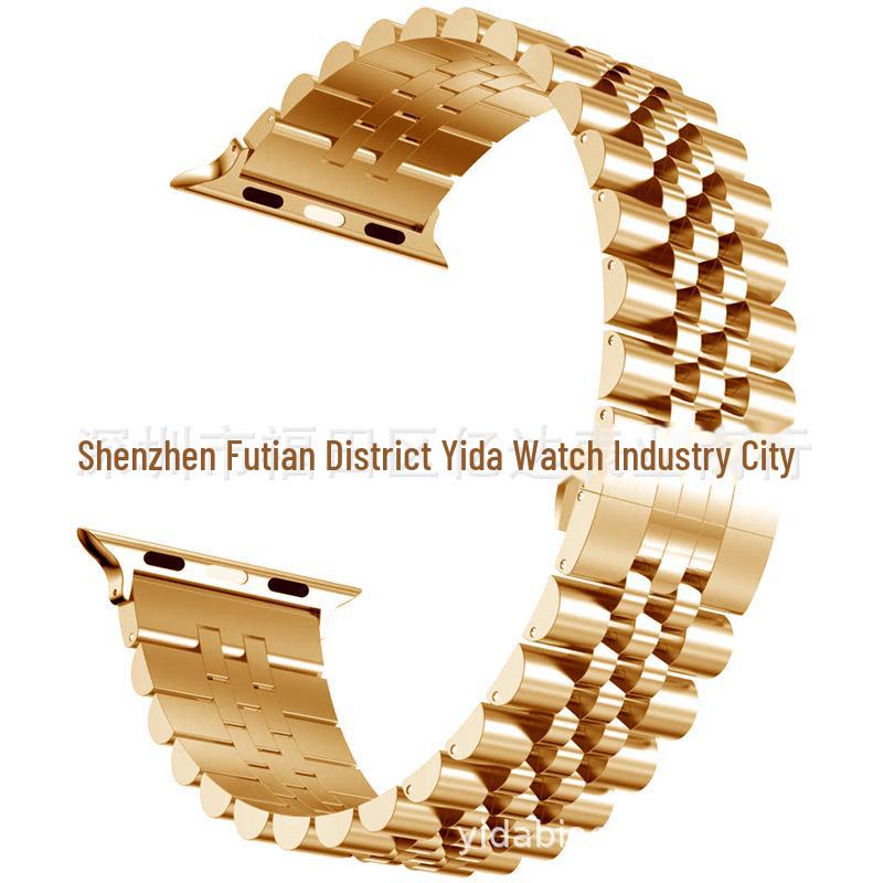 

Совместимый ремешок из нержавеющей стали для Apple Watch 8/7/6/5/Ultra 42/44/45/46/49mm розового золота