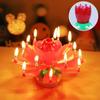 Musical Rotating Lotus Flower Candle for Birthday Parties
