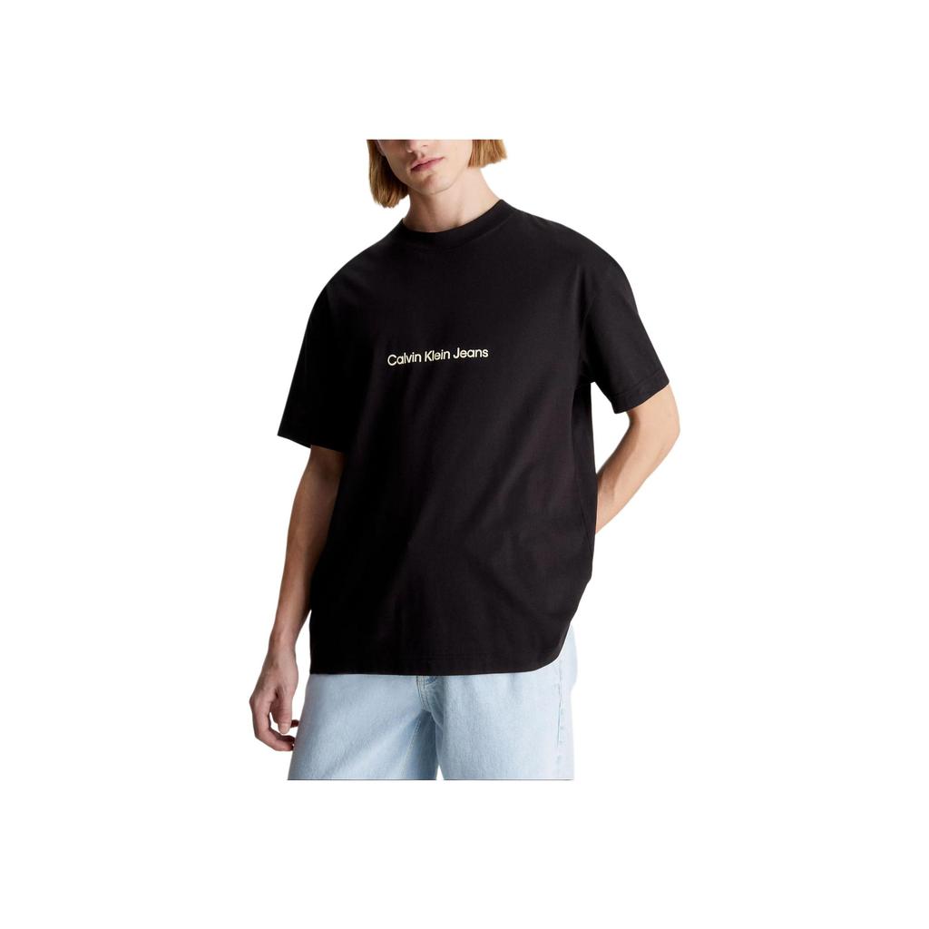 Calvin Klein Round Neck Logo Print Short Sleeve T-Shirt Men Tops Black J30J325492-BEH