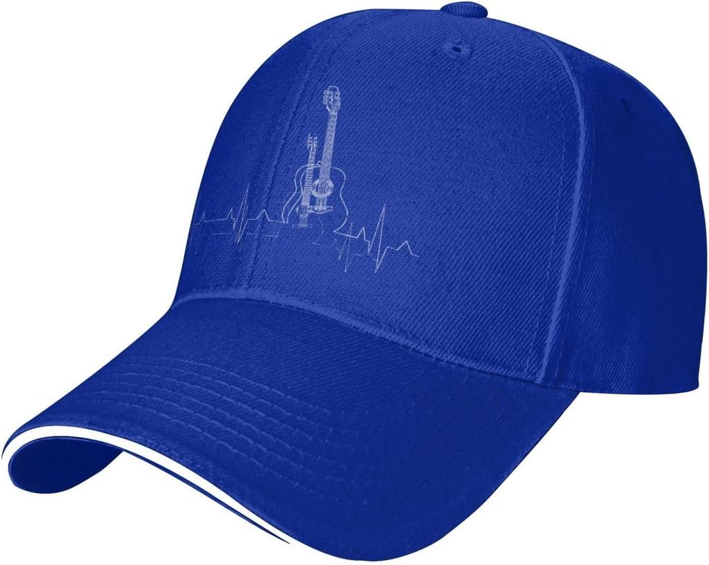 Acoustic Guitar Heartbeat EKG Baseball Cap Unisex Adjustable Polyester Music Lover Dad Hat