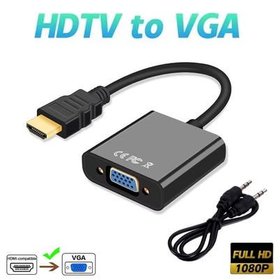 HD 1080P HDMI To VGA Converter HDMI Cable With Audio Power Supply HDMI Male To VGA Female Adapter For Desktop Laptops PC Monitor