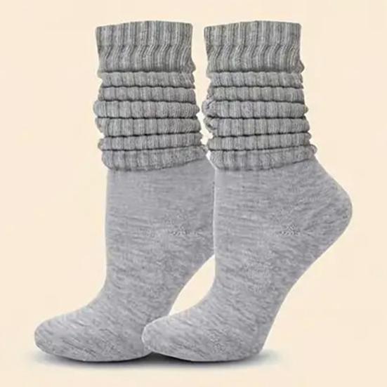 Women Slouch Socks Scrunch Crew Socks Retro Plain Color Stretchy Boot Socks for Girls Street Casual Wear Sneakers Loafers