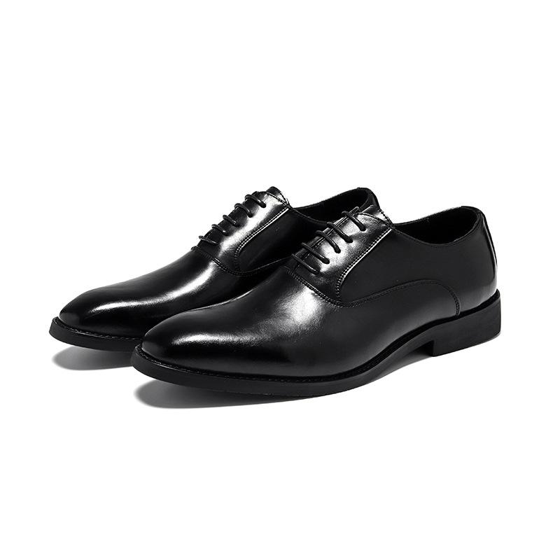 Casual Leather Shoes Men's Business Dress British Style Pointed Groom Wedding Shoes High-end Black Small Leather Shoes 8037-K