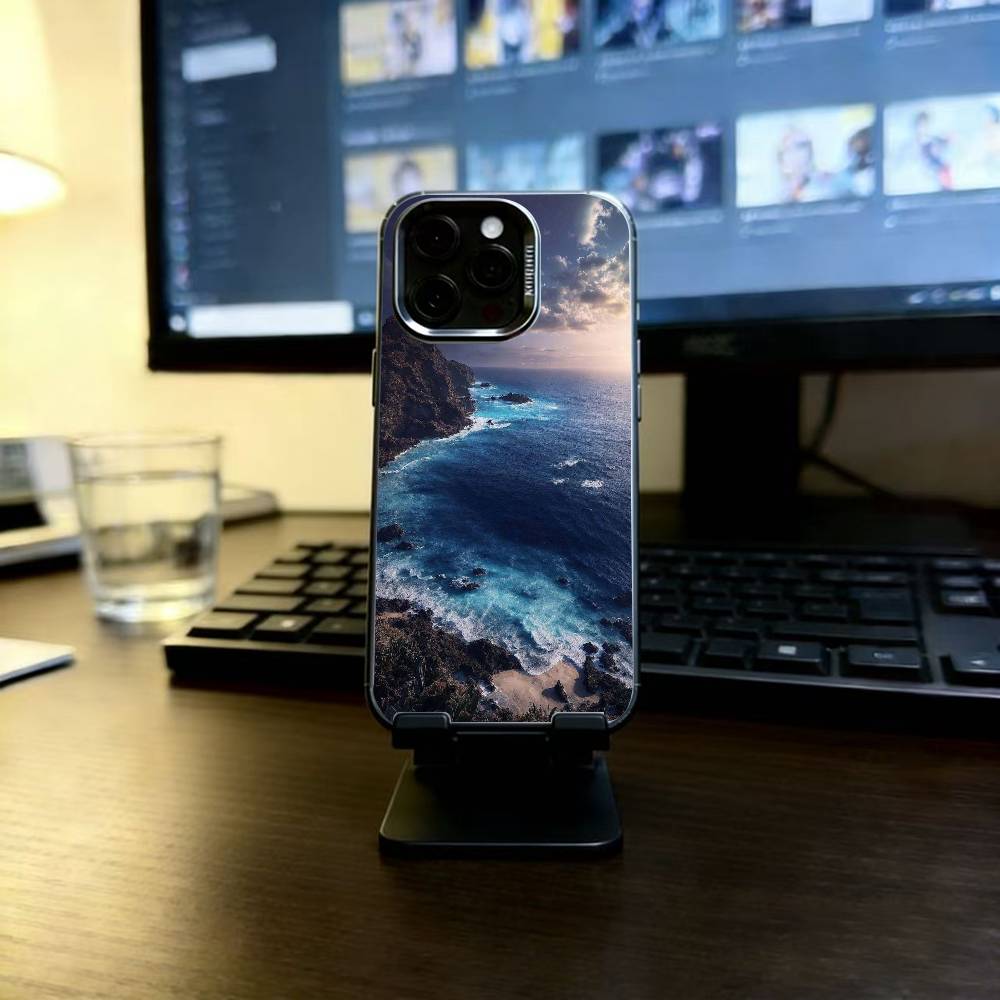 Marine landscape Phone Case For iPhone 17,16,15,14,13,12,11 Plus,Pro Max,XS,Colorful Silver Phone case Funda Cover