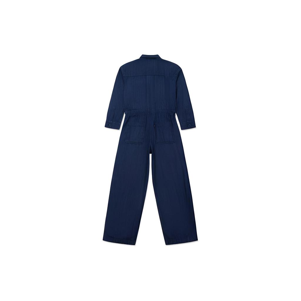 Levis Solid Color Chest Pocket Waist Cinched Denim Jumpsuit Women jumpsuits Blue A3345-0000