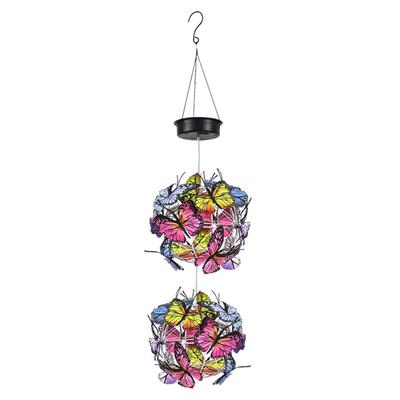 Solar Powered Garden Hanging Lights Mesh Orb with Butterflies Waterproof Solar Outdoor Decorative Lights for Garden