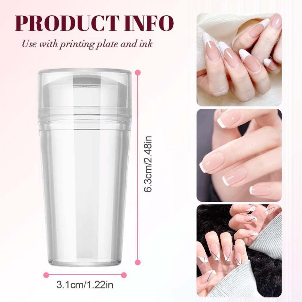 

French Tip Nail Stamp Clear Silicone Nail Stamping Art Stamper Kit Manicure Art Printing Decoration Accessories for Travel Salon