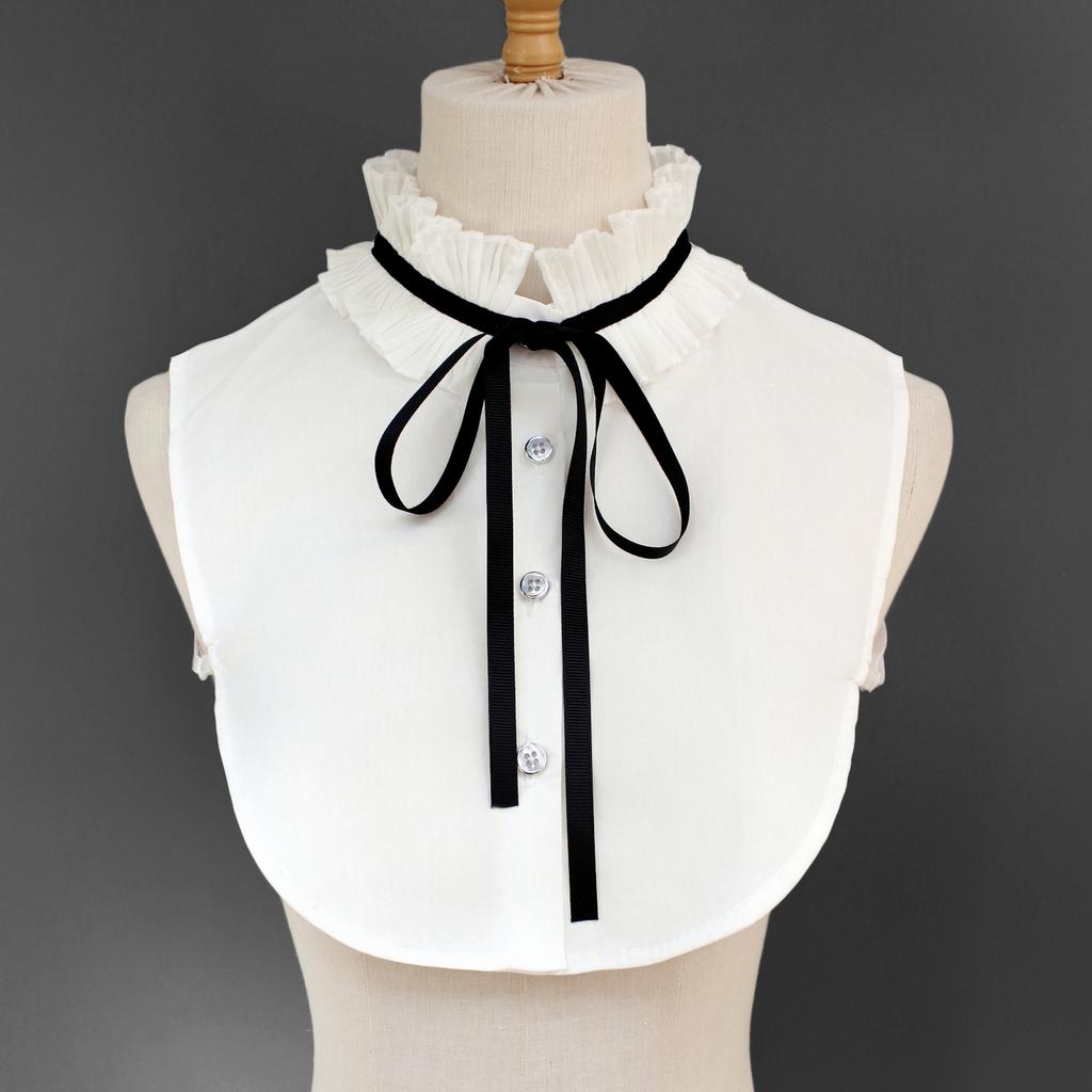 1 Renaissance Damen Akkordeonspitze plissiert Stehkragen Fliege Hemd falscher Kragen Accessoire für Frühling, Sommer, Herbst, an