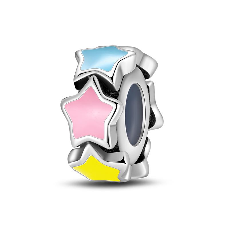 100% 925 Silver Rainbow Zircon Colorful Butterfly Dragon Shaped Silicone Stopper Charms Beads Fit DIY Bracelets Jewelry